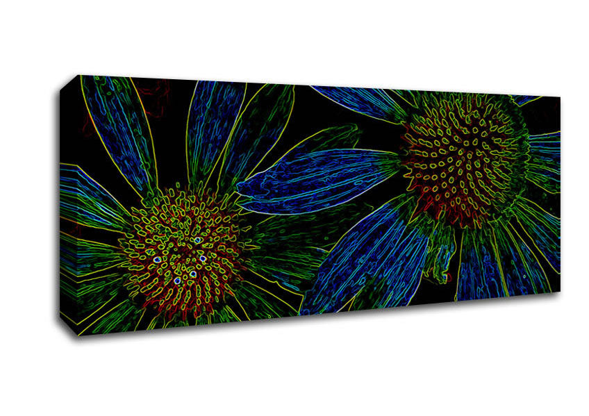 Abstract Neon Floral 18 canvas art featuring vibrant floral designs on a coated polyester canvas, mounted on a sturdy box frame.