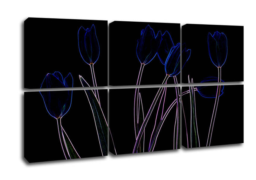 Abstract Neon Floral 23 canvas art featuring vibrant neon colors and floral patterns, mounted on a sturdy box frame.