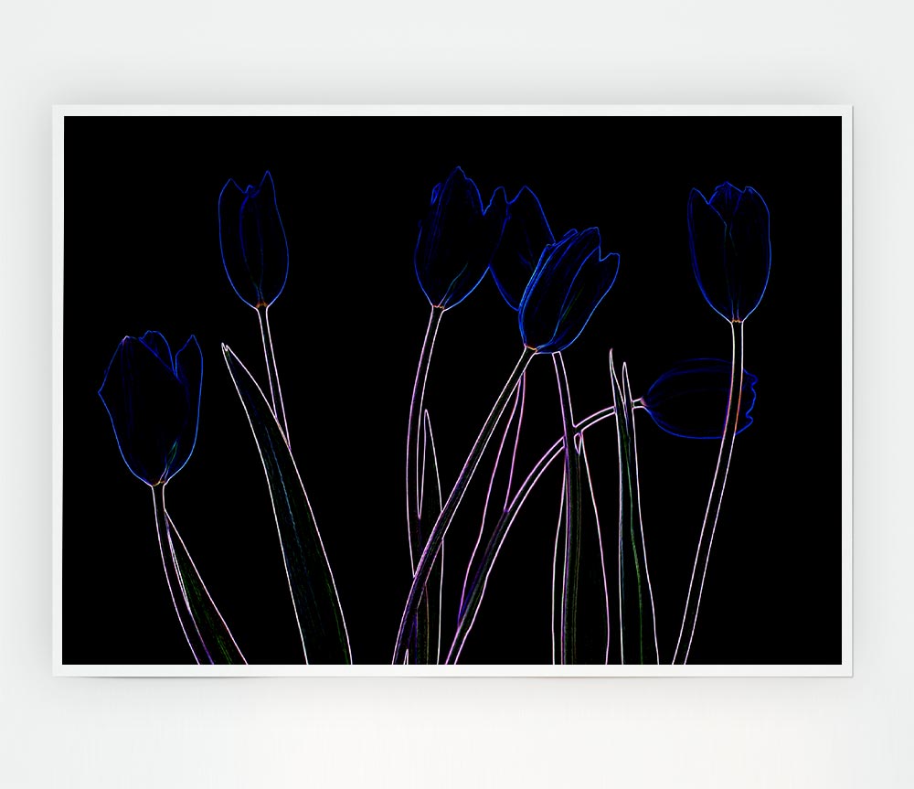 Abstract Neon Floral 23 canvas poster featuring vibrant neon flowers on a high-quality canvas, ready for display or framing.