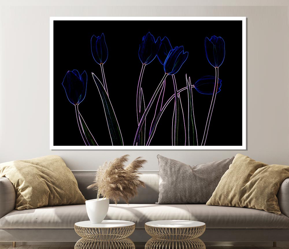 Abstract Neon Floral 23 canvas poster featuring vibrant neon flowers on a high-quality canvas, ready for display or framing.