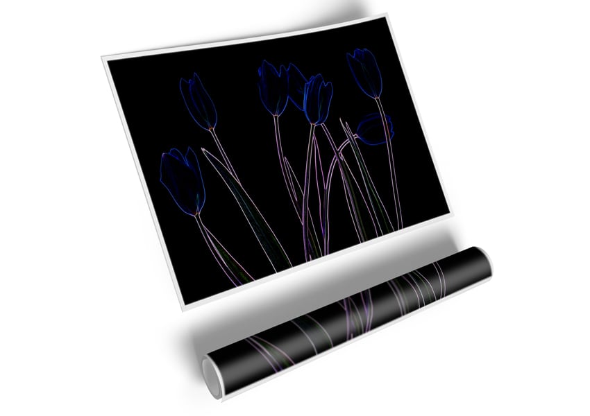 Abstract Neon Floral 23 canvas poster featuring vibrant neon flowers on a high-quality canvas, ready for display or framing.