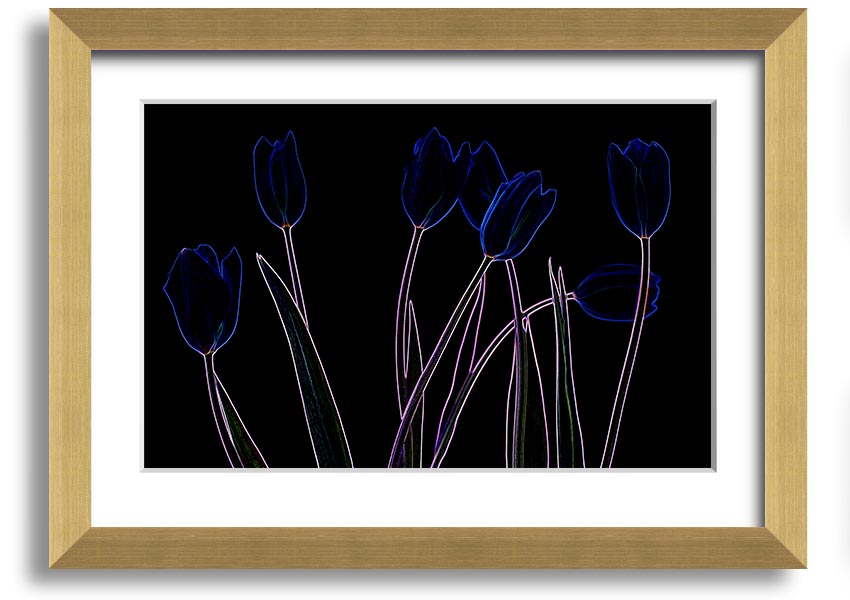 Abstract Neon Floral 23 framed print featuring vibrant colors and intricate floral patterns, ready to hang.