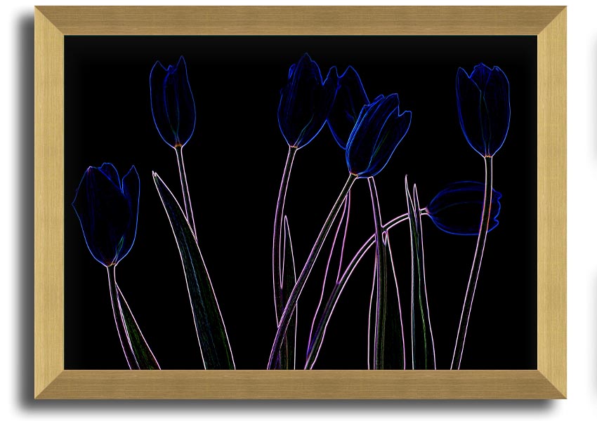 Abstract Neon Floral 23 framed print featuring vibrant colors and intricate floral patterns, ready to hang.