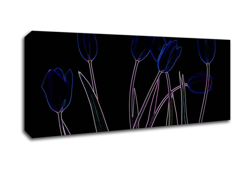 Abstract Neon Floral 23 canvas art featuring vibrant neon colors and floral patterns, mounted on a sturdy box frame.