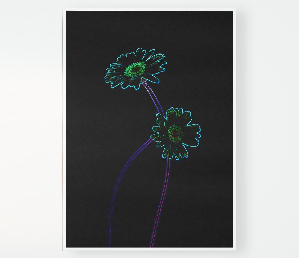 Abstract Neon Floral 26 canvas poster featuring vibrant floral designs in neon colors, perfect for home or office decor.