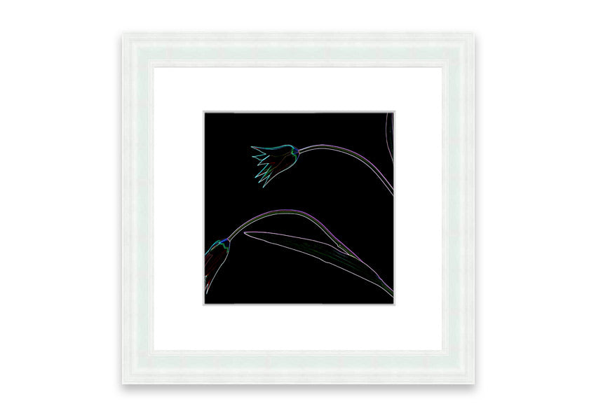 Abstract Neon Floral 27 framed print featuring vibrant colors and floral design, handmade in the UK.