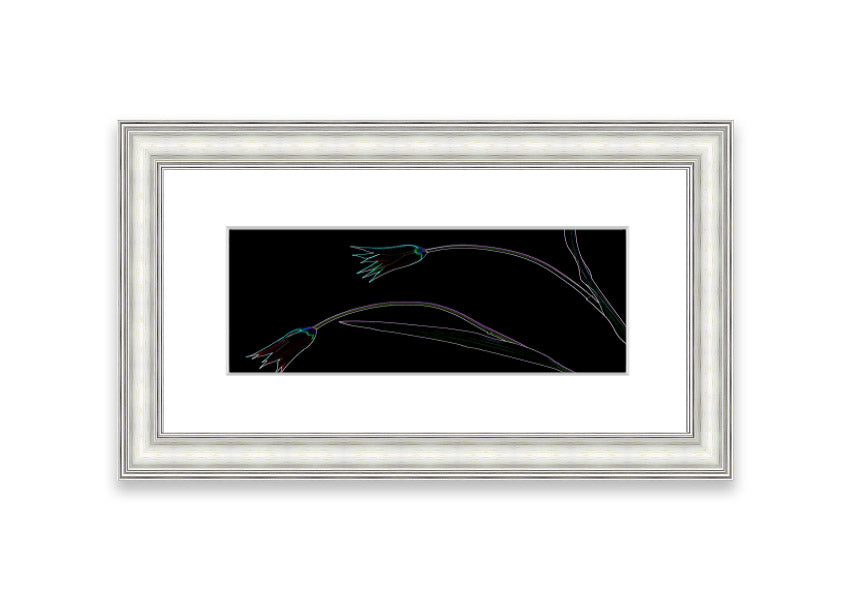 Abstract Neon Floral 27 framed print featuring vibrant colors and floral design, handmade in the UK.