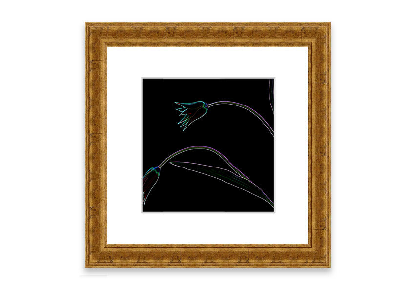 Abstract Neon Floral 27 framed print featuring vibrant colors and floral design, handmade in the UK.