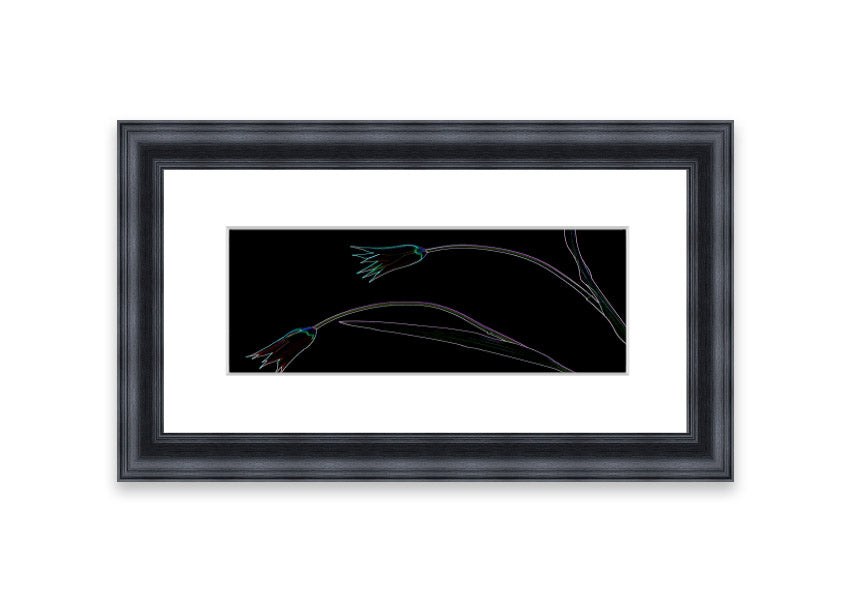 Abstract Neon Floral 27 framed print featuring vibrant colors and floral design, handmade in the UK.