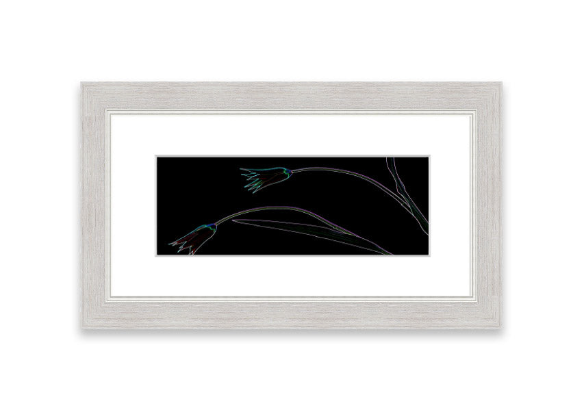 Abstract Neon Floral 27 framed print featuring vibrant colors and floral design, handmade in the UK.