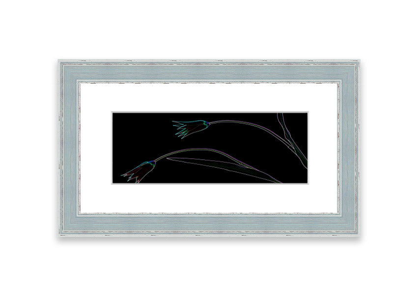 Abstract Neon Floral 27 framed print featuring vibrant colors and floral design, handmade in the UK.