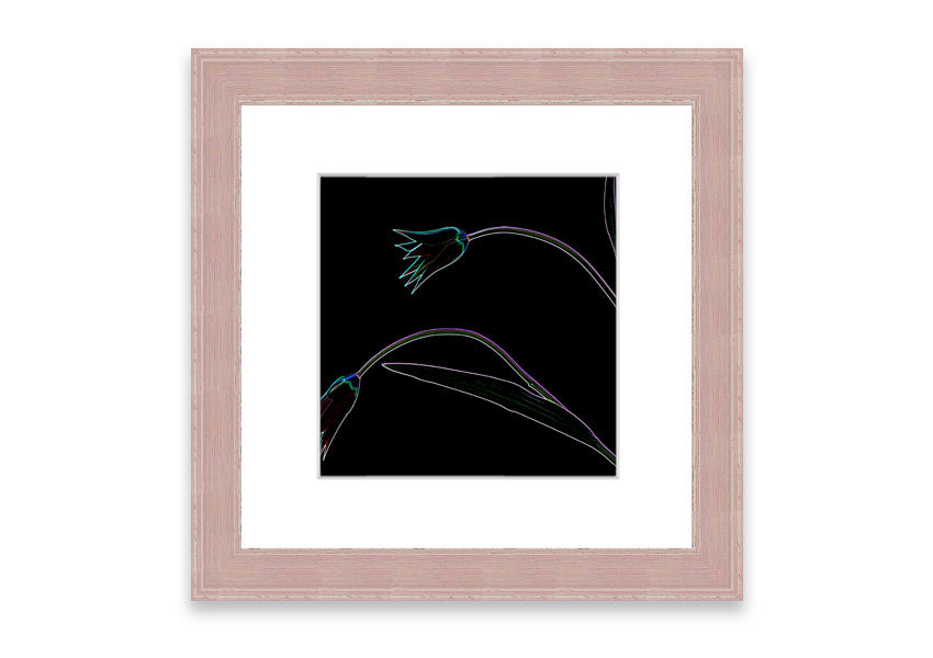 Abstract Neon Floral 27 framed print featuring vibrant colors and floral design, handmade in the UK.