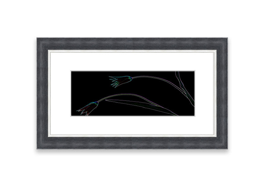 Abstract Neon Floral 27 framed print featuring vibrant colors and floral design, handmade in the UK.