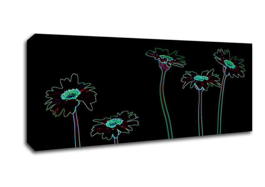 Abstract Neon Floral 29 canvas art featuring vibrant floral patterns in neon colors, mounted on a sturdy box frame.