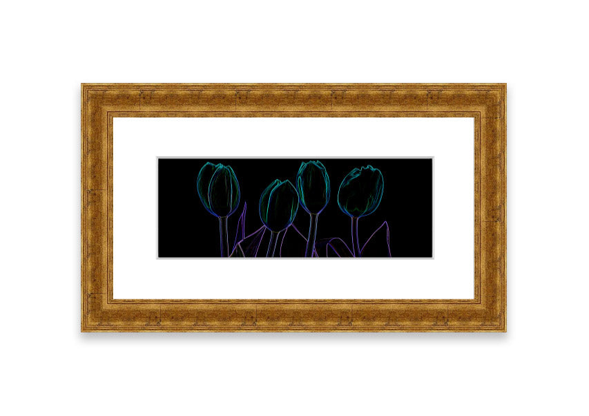 Abstract Neon Floral 30 framed print featuring vibrant colors and floral design, ready to hang.