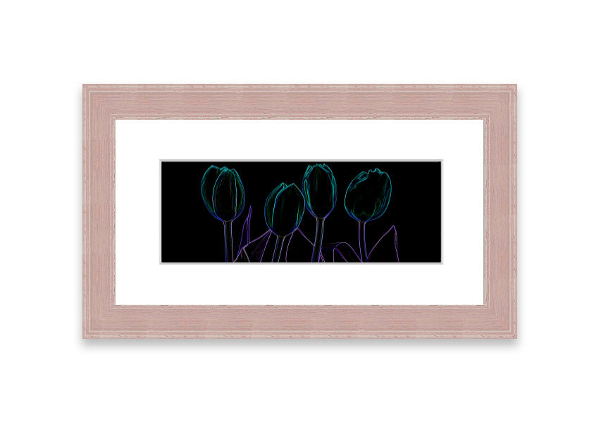 Abstract Neon Floral 30 framed print featuring vibrant colors and floral design, ready to hang.