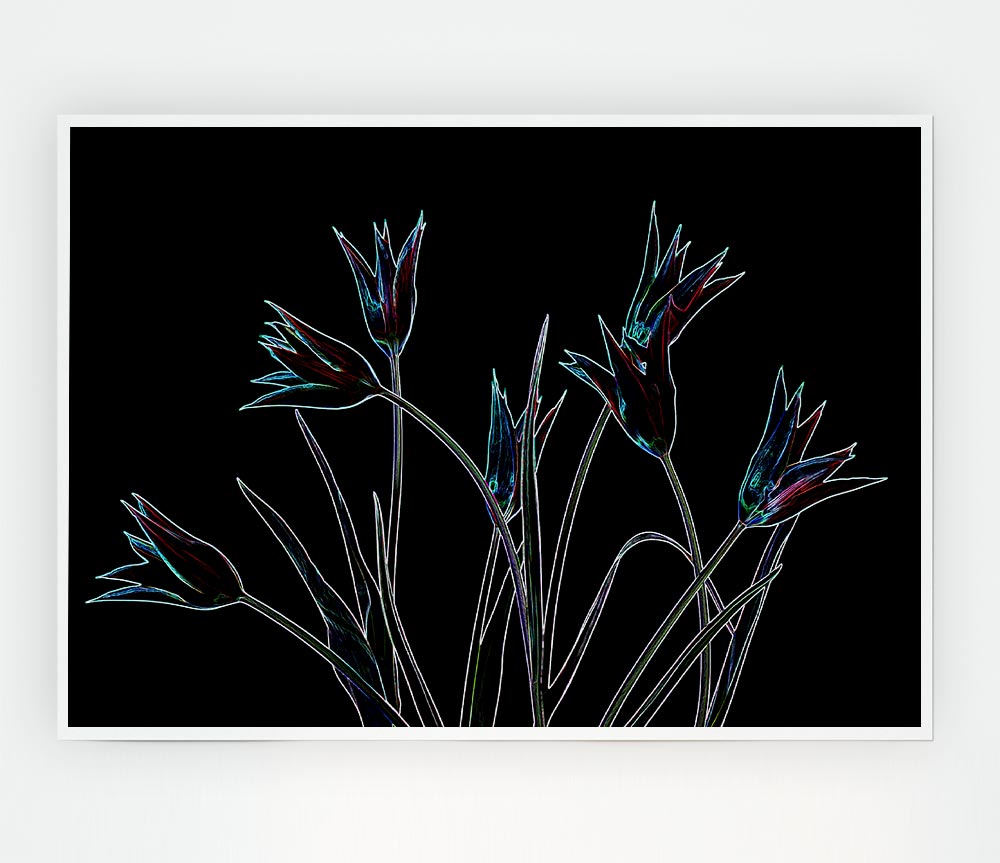 Abstract Neon Floral 31 canvas poster featuring vibrant colors and intricate floral design, perfect for home decor.