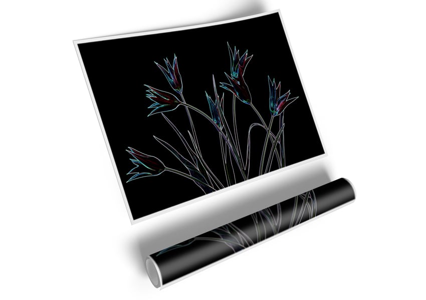 Abstract Neon Floral 31 canvas poster featuring vibrant colors and intricate floral design, perfect for home decor.