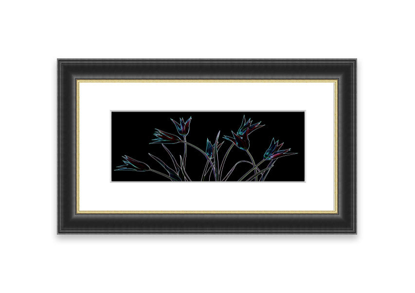 Abstract Neon Floral 31 framed print with vibrant colors and floral design, available in multiple frame options.