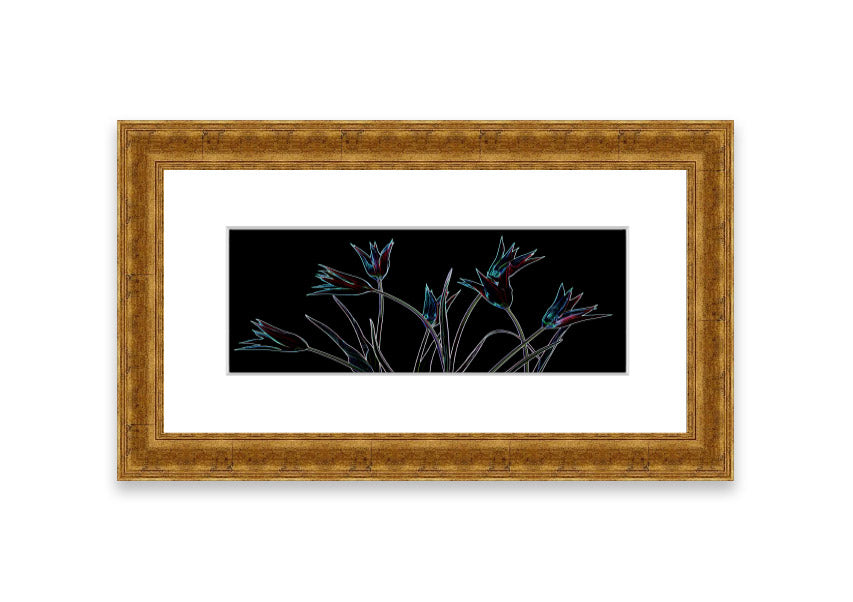 Abstract Neon Floral 31 framed print with vibrant colors and floral design, available in multiple frame options.