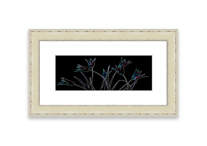 Abstract Neon Floral 31 framed print with vibrant colors and floral design, available in multiple frame options.