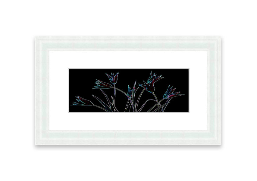 Abstract Neon Floral 31 framed print with vibrant colors and floral design, available in multiple frame options.