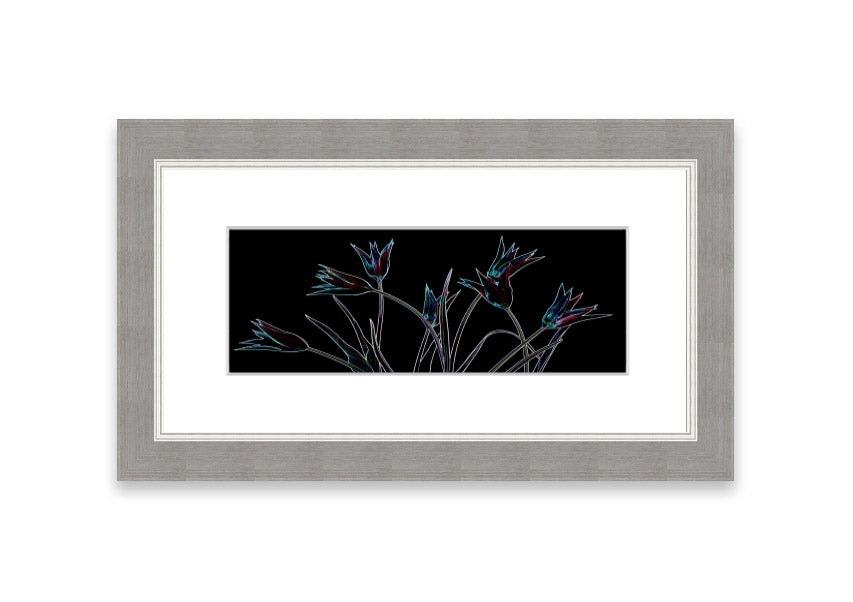 Abstract Neon Floral 31 framed print with vibrant colors and floral design, available in multiple frame options.