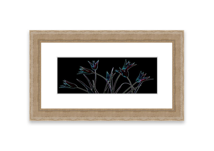 Abstract Neon Floral 31 framed print with vibrant colors and floral design, available in multiple frame options.