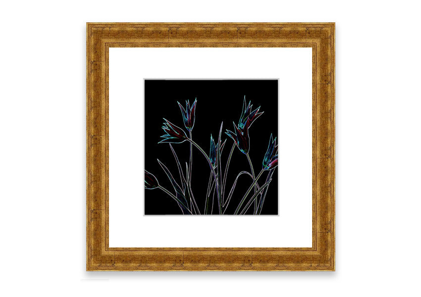 Abstract Neon Floral 31 framed print with vibrant colors and floral design, available in multiple frame options.