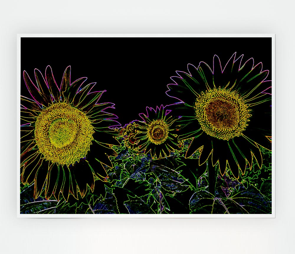 Abstract Neon Floral 36 canvas poster featuring vibrant floral designs in neon colors, perfect for home or office decor.