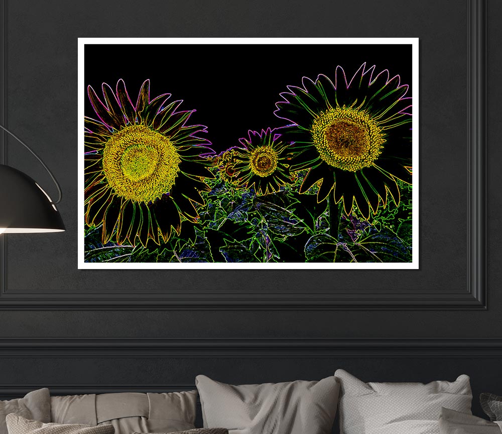 Abstract Neon Floral 36 canvas poster featuring vibrant floral designs in neon colors, perfect for home or office decor.