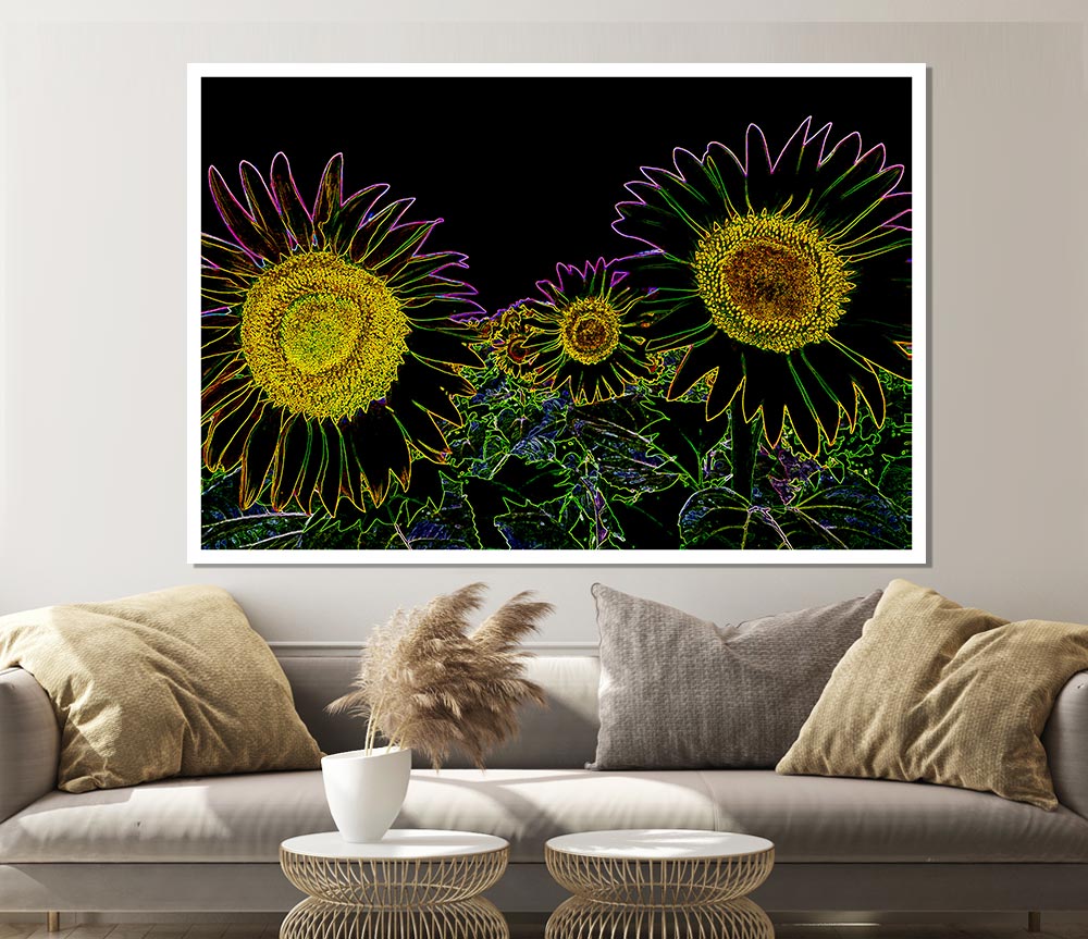 Abstract Neon Floral 36 canvas poster featuring vibrant floral designs in neon colors, perfect for home or office decor.