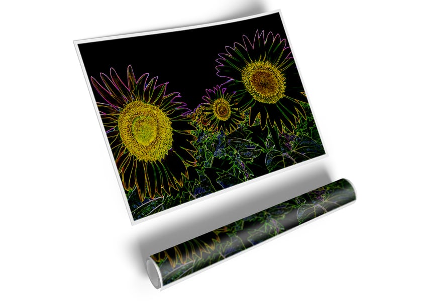 Abstract Neon Floral 36 canvas poster featuring vibrant floral designs in neon colors, perfect for home or office decor.