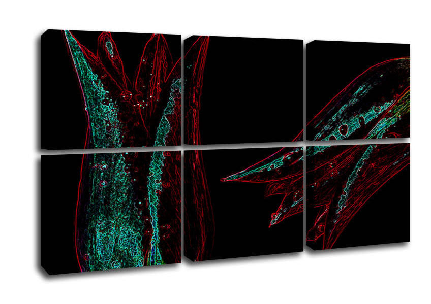 Abstract Neon Floral 37 canvas art featuring vibrant floral patterns in neon colors, mounted on a sturdy box frame.