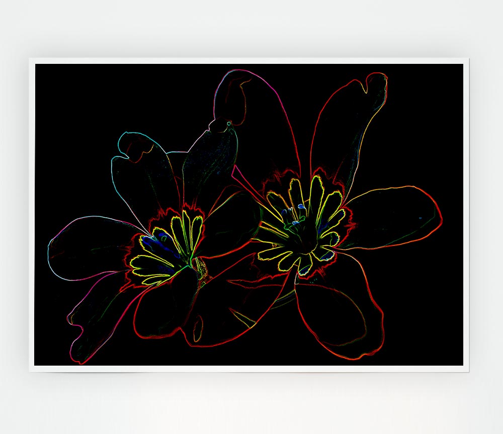 Abstract Neon Floral 38 canvas poster featuring vibrant floral designs in neon colors, perfect for home or office decor.