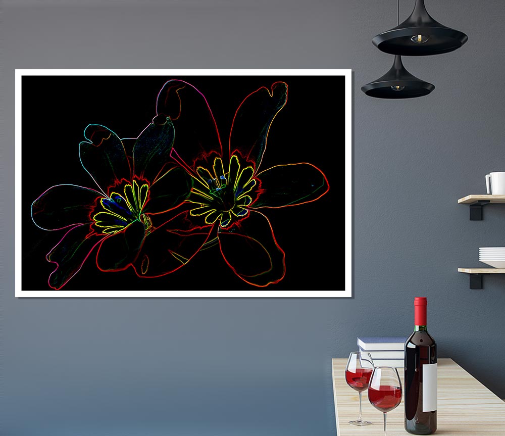 Abstract Neon Floral 38 canvas poster featuring vibrant floral designs in neon colors, perfect for home or office decor.