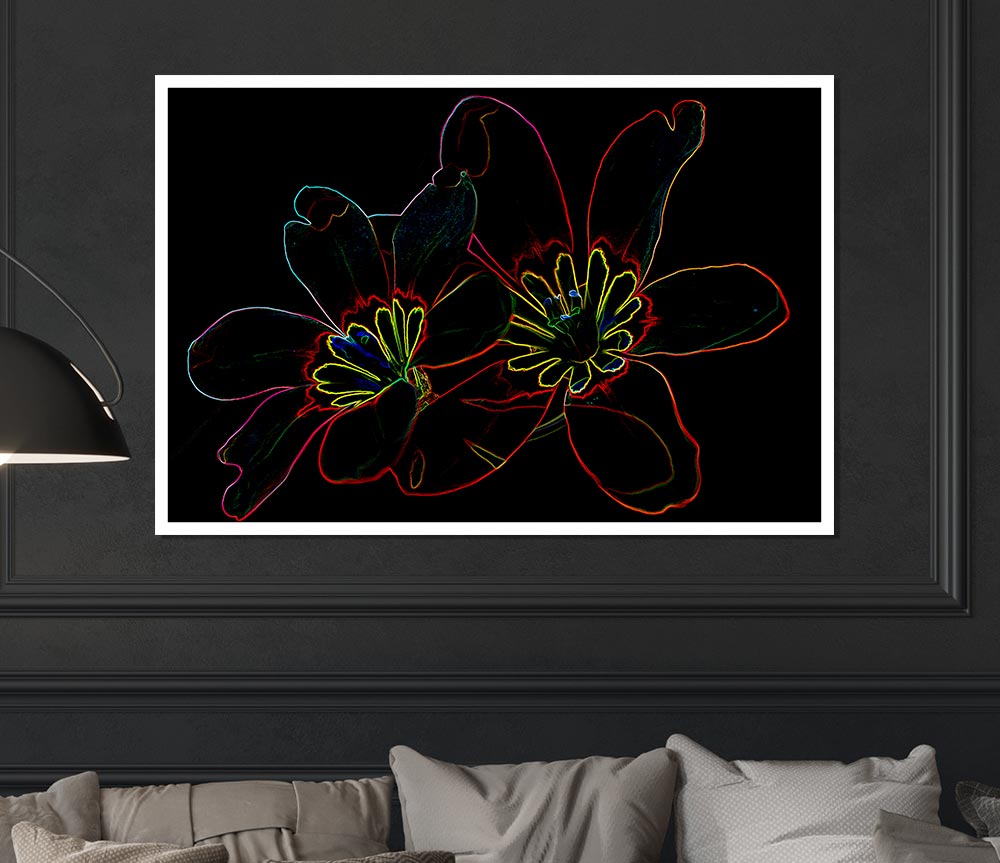 Abstract Neon Floral 38 canvas poster featuring vibrant floral designs in neon colors, perfect for home or office decor.