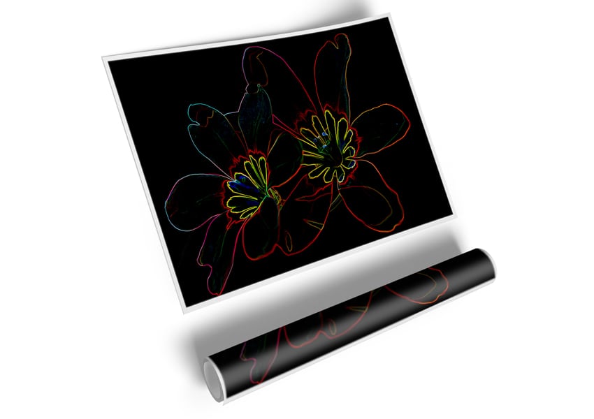 Abstract Neon Floral 38 canvas poster featuring vibrant floral designs in neon colors, perfect for home or office decor.