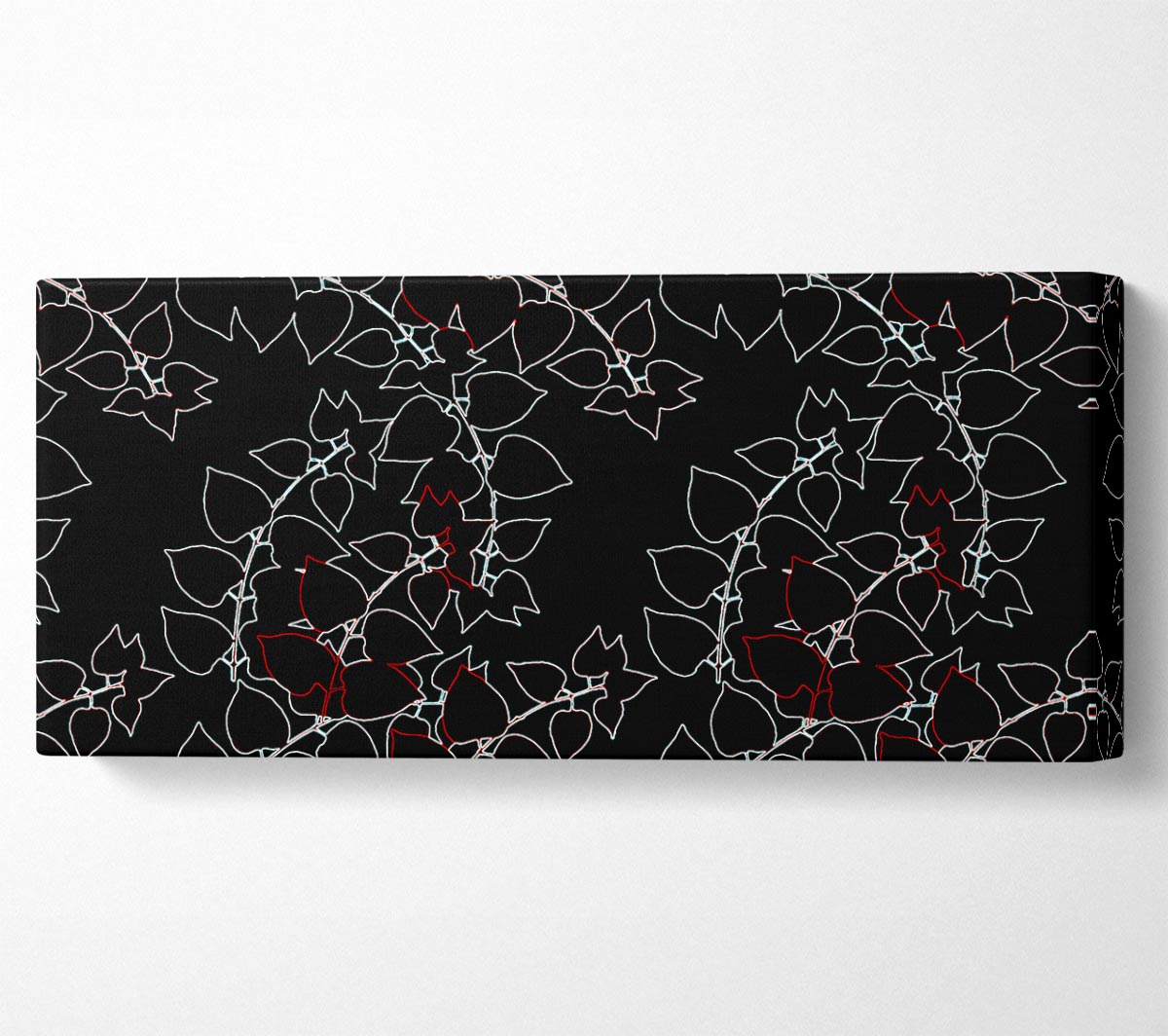 Abstract Neon Floral canvas art mounted on a 44mm box frame, showcasing vibrant colors and floral patterns.