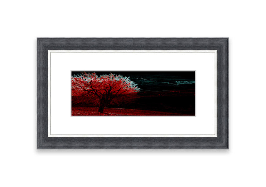 Abstract Neon Landscape 04 framed print featuring vibrant neon colors, handmade in the UK, ready to hang.