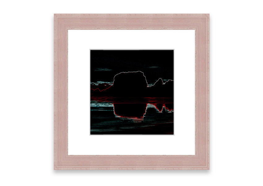 Abstract Neon Landscape 06 framed print featuring vibrant neon colors, available in multiple frame colors, handmade in the UK.