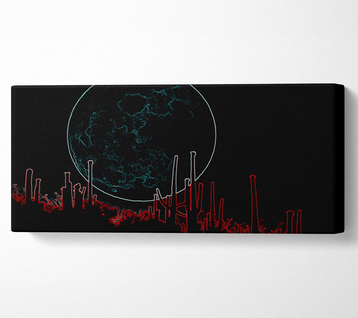 Abstract Neon Landscape 07 canvas art featuring vibrant neon colors on a coated polyester canvas, mounted on a 44mm box frame.