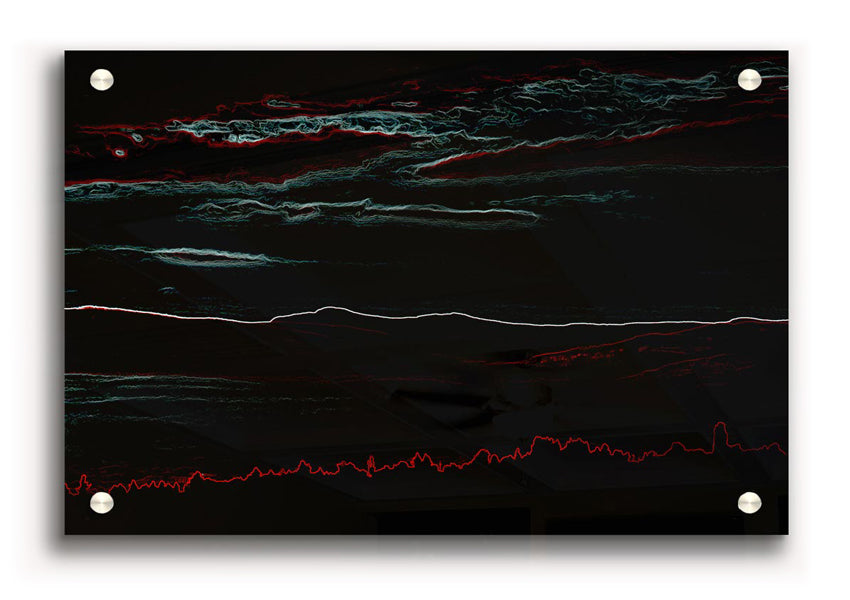 Abstract Neon Landscape 10 acrylic print featuring vibrant neon colors on 5mm thick acrylic glass, ready to hang.