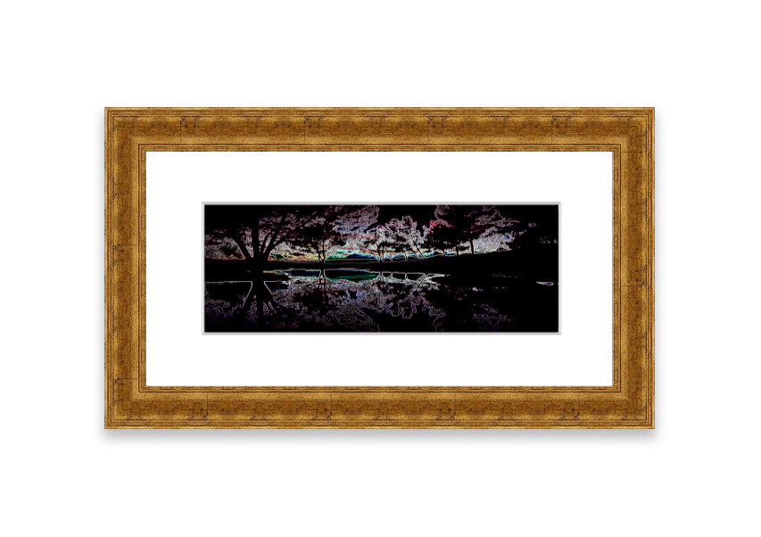 Abstract Neon Landscape 13 framed print featuring vibrant neon colors, handmade in the UK, ready to hang.