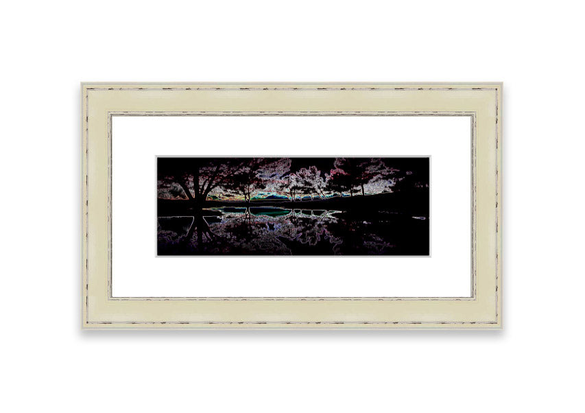 Abstract Neon Landscape 13 framed print featuring vibrant neon colors, handmade in the UK, ready to hang.