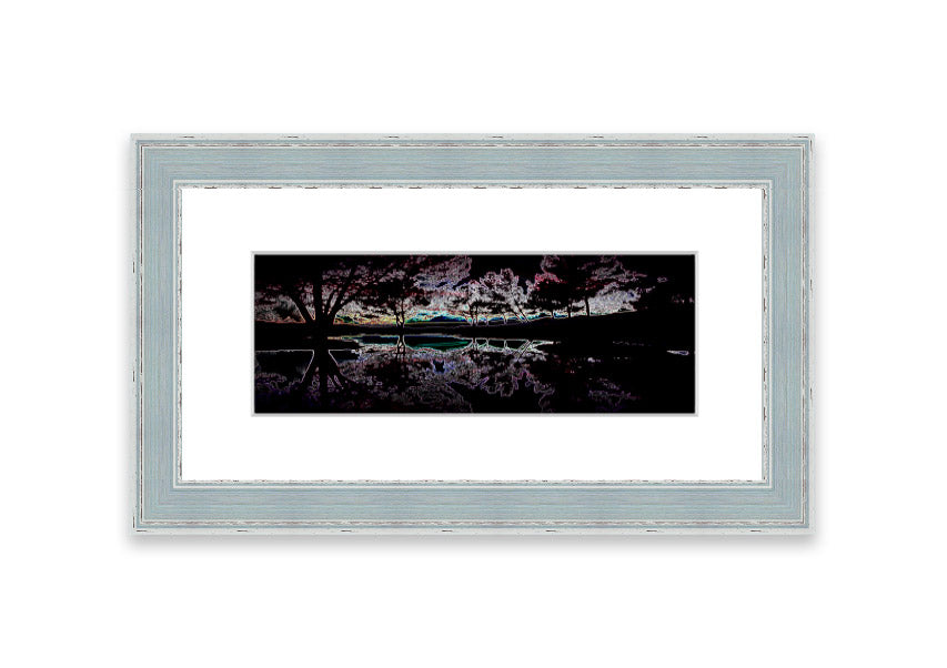 Abstract Neon Landscape 13 framed print featuring vibrant neon colors, handmade in the UK, ready to hang.