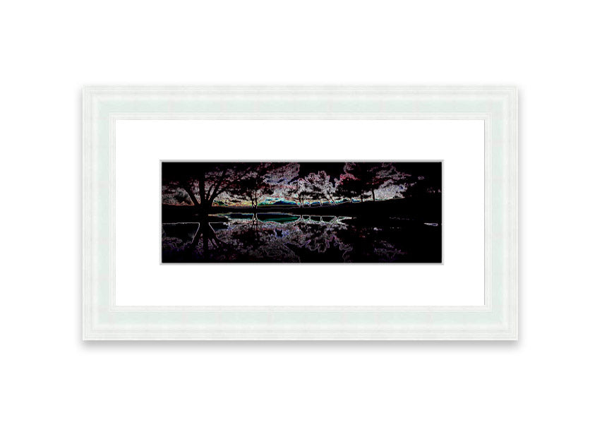 Abstract Neon Landscape 13 framed print featuring vibrant neon colors, handmade in the UK, ready to hang.