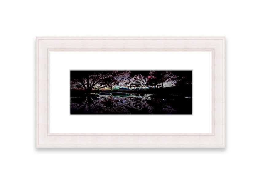 Abstract Neon Landscape 13 framed print featuring vibrant neon colors, handmade in the UK, ready to hang.