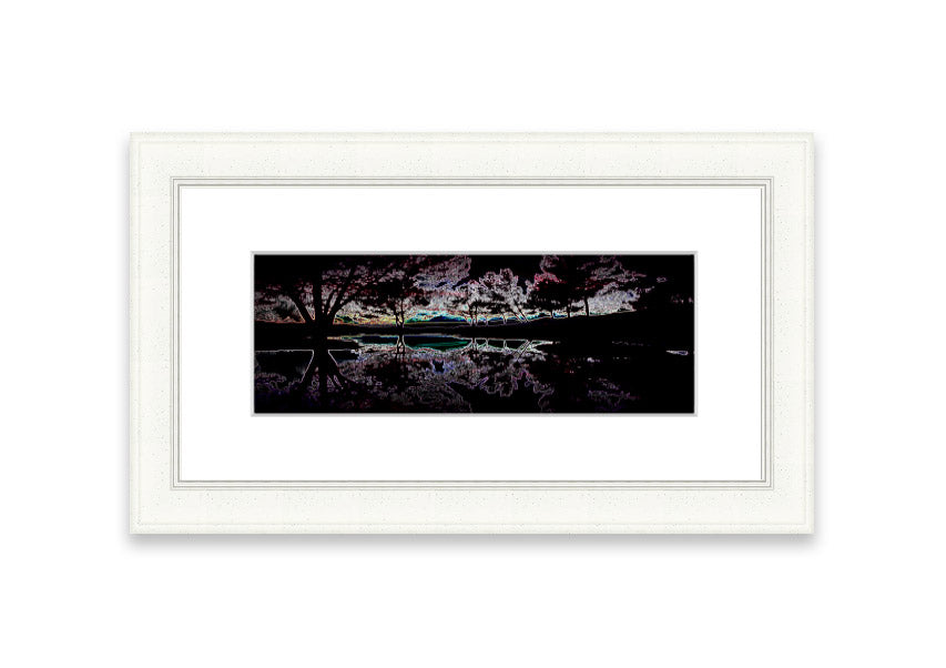 Abstract Neon Landscape 13 framed print featuring vibrant neon colors, handmade in the UK, ready to hang.