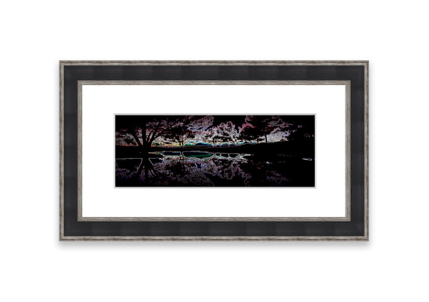 Abstract Neon Landscape 13 framed print featuring vibrant neon colors, handmade in the UK, ready to hang.